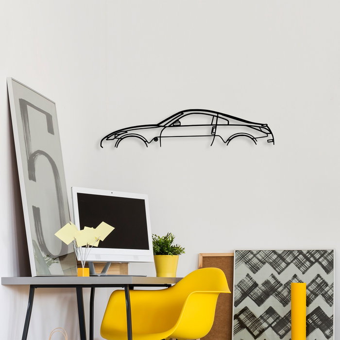 Wallity Nissan 350Z Silhouette Escultura de pared de metal negra